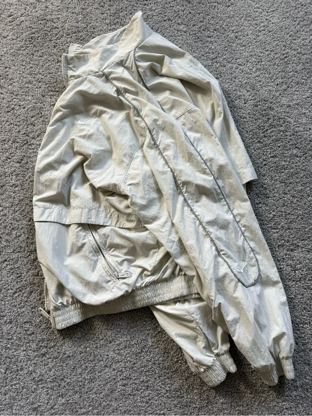 Nike Solo Swoosh Light Bone Woven Track Jacket Small Streetwear